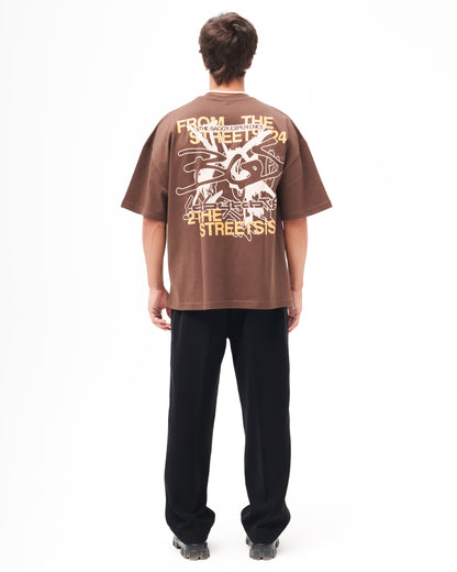 “FROM THE STREETS BROWN” Oversized Tee